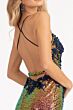 Elizabeth K GL3025 Strappy Back 3D Floral Sequin Dress