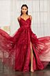 GLS by Gloria GL3033 Strappy Back 3D Floral Glitter Dress