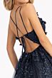 GLS by Gloria GL3033 Strappy Back 3D Floral Glitter Dress