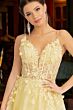 GLS by Gloria GL3034 Floral Applique A-Line High Slit Dress