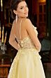 GLS by Gloria GL3034 Floral Applique A-Line High Slit Dress