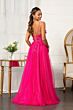 GLS by Gloria GL3034 Floral Applique A-Line High Slit Dress