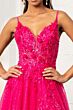 GLS by Gloria GL3034 Floral Applique A-Line High Slit Dress