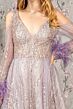GLS by Gloria GL3041 Cold Shoulder A-Line Feather Cuff Dress