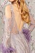 GLS by Gloria GL3041 Cold Shoulder A-Line Feather Cuff Dress