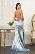Elizabeth K GL3045 Lace-Up Back Hot Fix Satin Dress