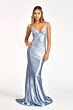 Elizabeth K GL3045 Lace-Up Back Hot Fix Satin Dress