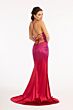 Elizabeth K GL3045 Lace-Up Back Hot Fix Satin Dress