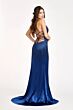 Elizabeth K GL3045 Lace-Up Back Hot Fix Satin Dress