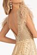 Elizabeth K GL3046 Plunging Neck Feather Strap A-Line Dress