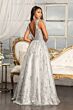 GLS by Gloria GL3048 A-Line Feather Strap V-Back Dress
