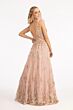 GLS by Gloria GL3048 A-Line Feather Strap V-Back Dress