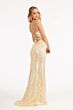 Elizabeth K GL3049 Floral Top Lace-Up Back Sequin Dress