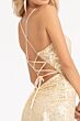Elizabeth K GL3049 Floral Top Lace-Up Back Sequin Dress