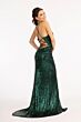 Elizabeth K GL3049 Floral Top Lace-Up Back Sequin Dress