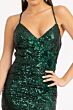 Elizabeth K GL3049 Floral Top Lace-Up Back Sequin Dress
