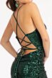 Elizabeth K GL3049 Floral Top Lace-Up Back Sequin Dress