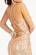 Elizabeth K GL3049 Floral Top Lace-Up Back Sequin Dress