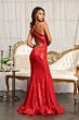 Elizabeth K GL3050 Strappy Back Plunging Neckline Sequin Dress