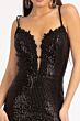 Elizabeth K GL3050 Strappy Back Plunging Neckline Sequin Dress