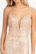Elizabeth K GL3050 Strappy Back Plunging Neckline Sequin Dress
