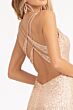 Elizabeth K GL3050 Strappy Back Plunging Neckline Sequin Dress