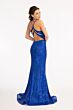 Elizabeth K GL3050 Strappy Back Plunging Neckline Sequin Dress