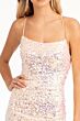 Elizabeth K GL3051 Cutaway Slit Lace-Up Back Sequin Dress