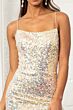 Elizabeth K GL3051 Cutaway Slit Lace-Up Back Sequin Dress