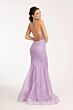 GLS by Gloria GL3052 Lace-Up Back High Slit Glitter Dress