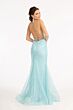 GLS by Gloria GL3052 Lace-Up Back High Slit Glitter Dress