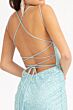 GLS by Gloria GL3052 Lace-Up Back High Slit Glitter Dress