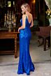 Elizabeth K GL3053 Sequin Plunging Neck V-Back Dress