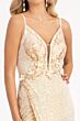 Elizabeth K GL3053 Sequin Plunging Neck V-Back Dress