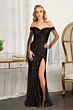 Elizabeth K GL3054 Detachable Sleeves Off The Shoulder Sequin Dress