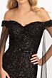 Elizabeth K GL3054 Detachable Sleeves Off The Shoulder Sequin Dress