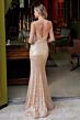 Elizabeth K GL3055 Bare Back Plunging Neck Sequin Dress