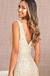 Elizabeth K GL3056 Plunging Neckline High Slit Sequin Dress