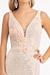 Elizabeth K GL3056 Plunging Neckline High Slit Sequin Dress