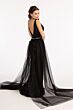 Elizabeth K GL3057 Detachable Overskirt Plunging Neck Sequin Dress