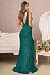Elizabeth K GL3058 Strappy Back Sharkbite Slit Sequin Dress