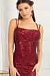 Elizabeth K GL3058 Strappy Back Sharkbite Slit Sequin Dress