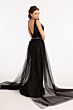 Elizabeth K GL3058 Strappy Back Sharkbite Slit Sequin Dress