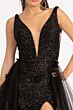 Elizabeth K GL3058 Strappy Back Sharkbite Slit Sequin Dress