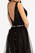 Elizabeth K GL3058 Strappy Back Sharkbite Slit Sequin Dress