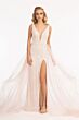 Elizabeth K GL3058 Strappy Back Sharkbite Slit Sequin Dress