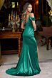 Elizabeth K GL3060 Slit Skirt Open Back Cold Shoulder Dress