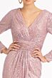 Elizabeth K GL3063 V-Neck Long Sleeve Sequin Dress
