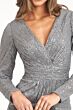 Elizabeth K GL3063 V-Neck Long Sleeve Sequin Dress