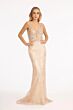 Elizabeth K GL3069 Detachable Overskirt Plunging Neck Glitter Dress